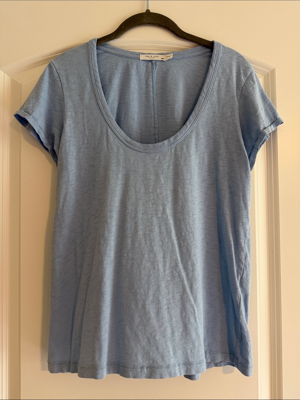 rag & bone Light Blue Scoop Neck Short Sleeve Tee